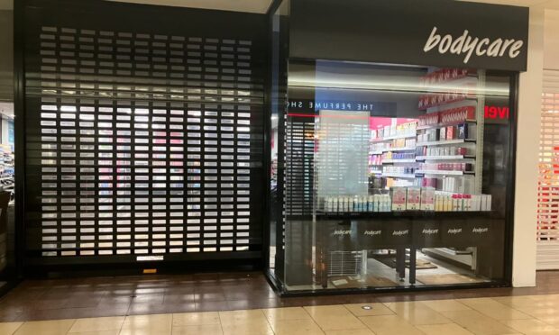 Bodycare was among several Dundee Overgate shops shut on Friday morning. Image: Finn Nixon/DC Thomson