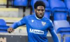 Andre Raymond in action for St Johnstone.