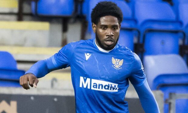 Andre Raymond in action for St Johnstone.