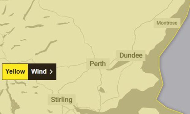 The warning area includes Tayside, Fife and Stirling. Image: Met Office