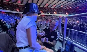 Dwayne Yuill pops the question to Shell Hodge during the Oasis gig at Murrayfield. Image: Shell Hodge