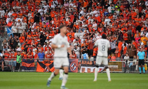 Dundee United in action against UNA Strassen in the previous round
