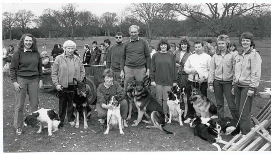 Members of Dundee Alsatian Training Club at Camperdown Park in April 1988. Image: DC Thomson.