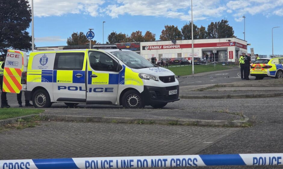 Emergency services at Whitfield Drive, Dundee.