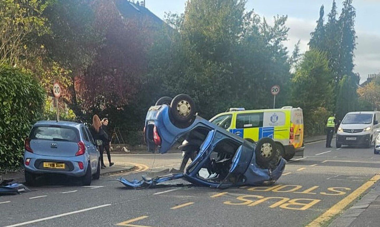 One person taken to hospital after car overturns in Bridge of Allan
