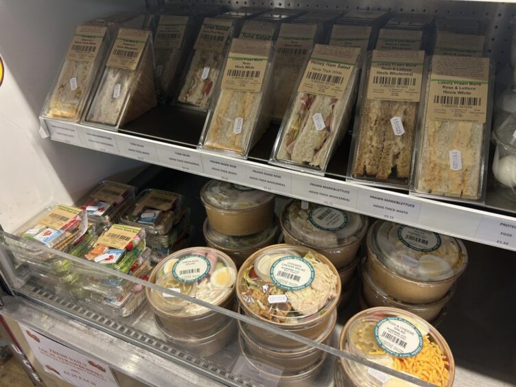 A range of ready-to-eat sandwiches and salads on display at Segafredo Caffe.