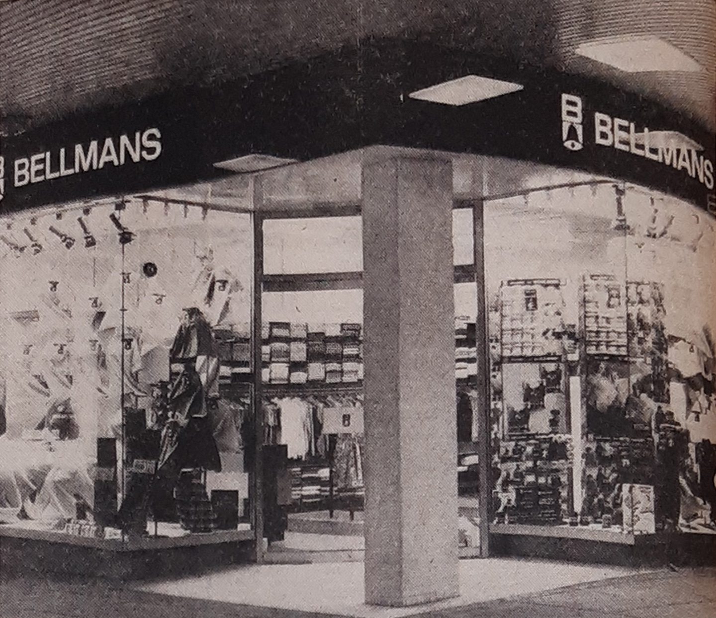 A shop front in Dundee in 1970 with different clothing.