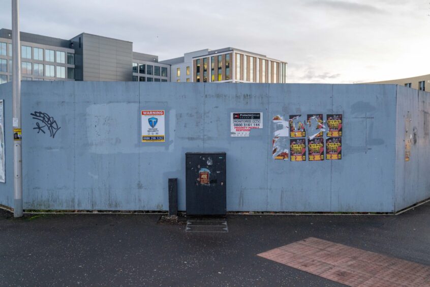 Hoardings along South Crichton Street, Dundee.