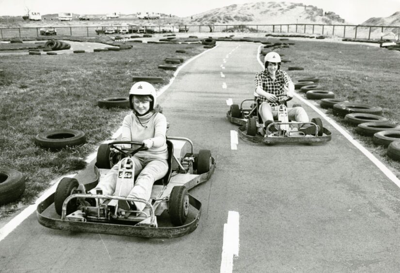 Young racers at Monifieth go-kart track. 