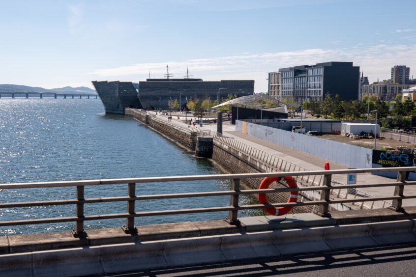 Dundee Waterfront - complete with 'eyesore' hoardings.
