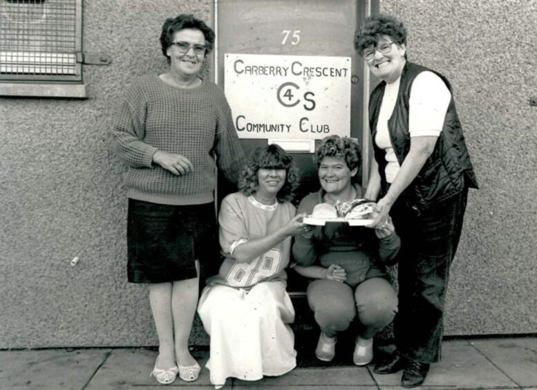 Residents outside Carberry Crescent Community Club in 1987.