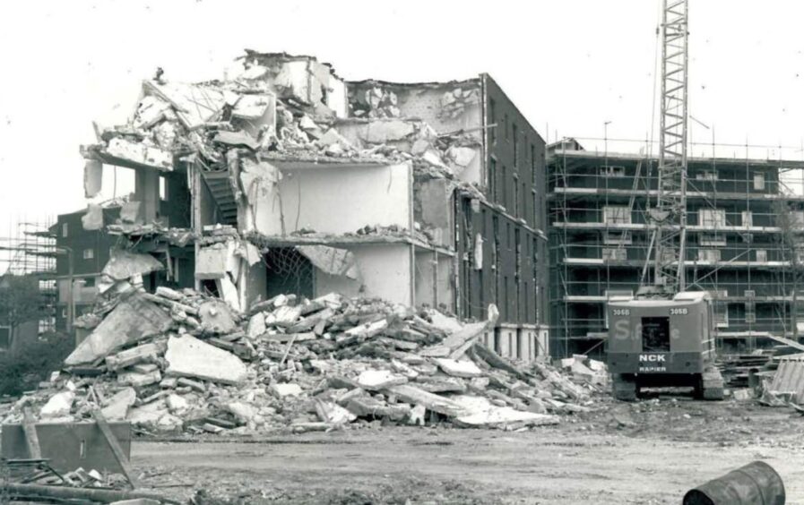 A section of a housing scheme in Whitfield being demolished. 