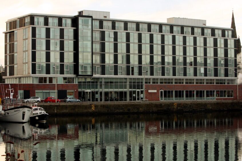 A view of The Apex Hotel that takes in the waters of the River Tay