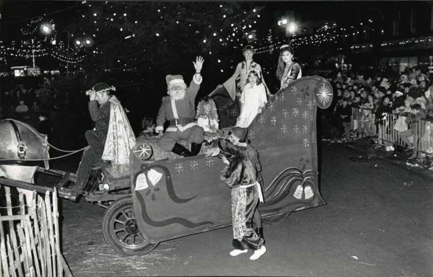 Santa Claus on his sleigh in Dundee City Square.