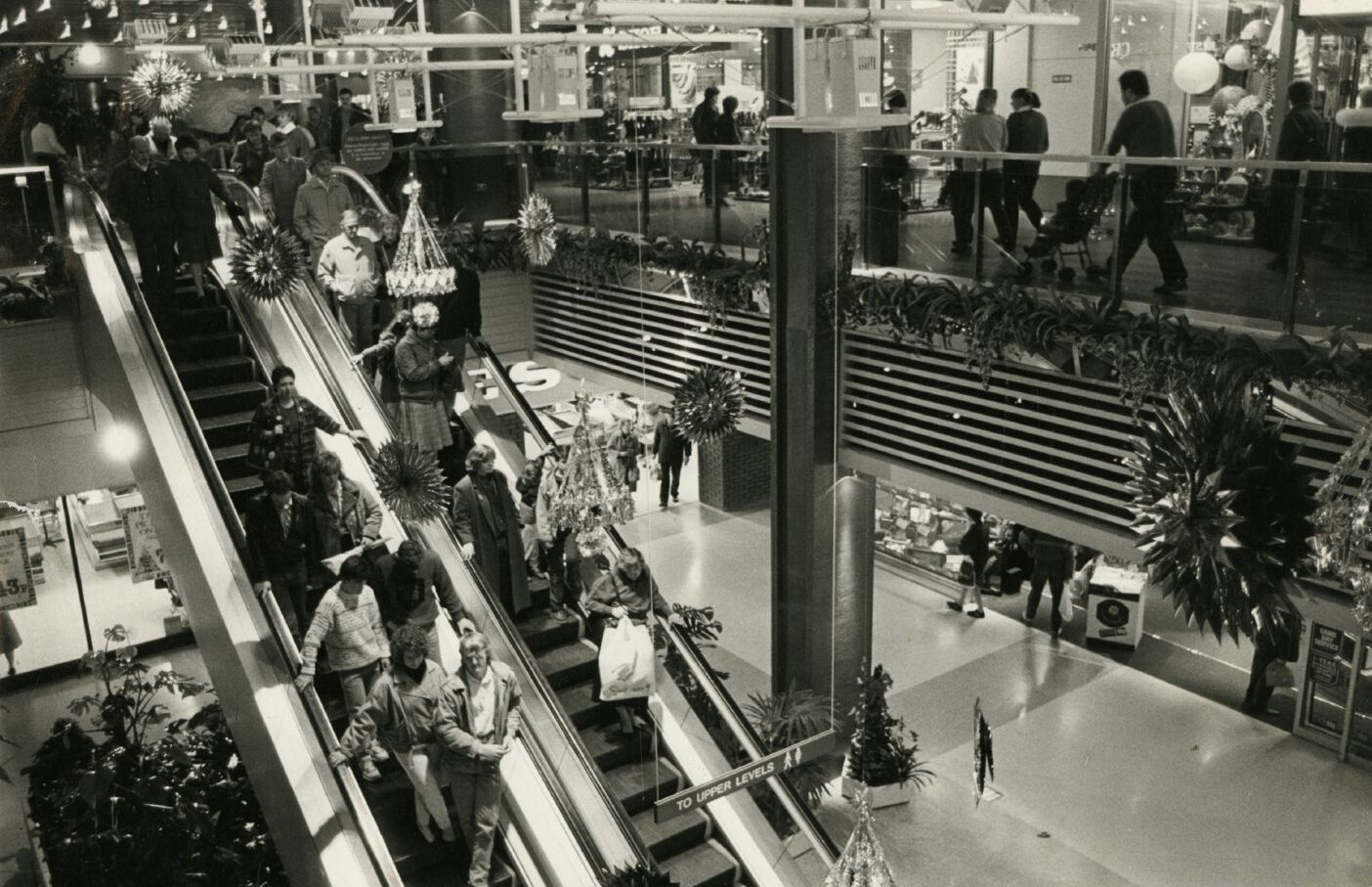 A shopping centre at Christmas.