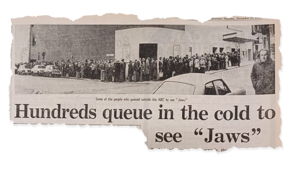 The first screening of Jaws made the headlines.