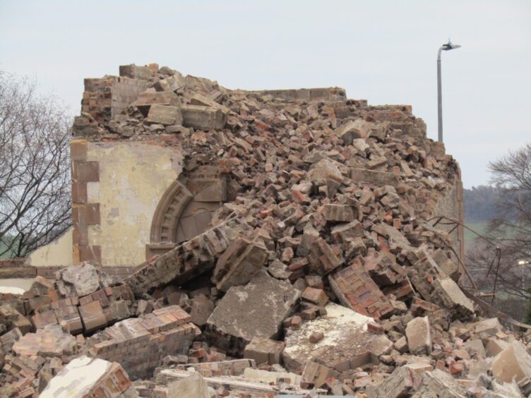 a huge pile of rubble