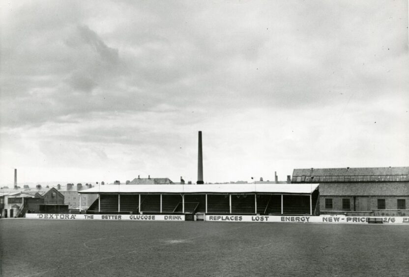A view of the old south stand and pavilion in May 1961.