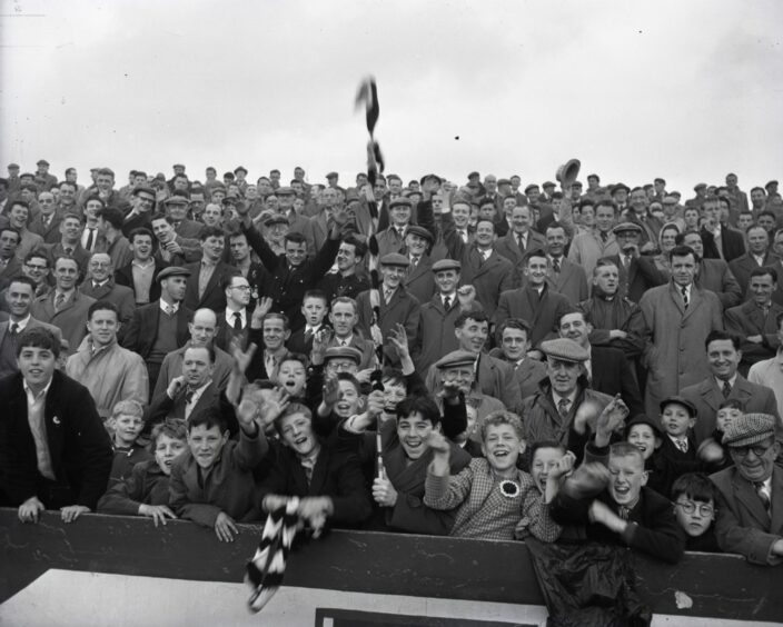 Football supporters at Tannadice in the 1960s.