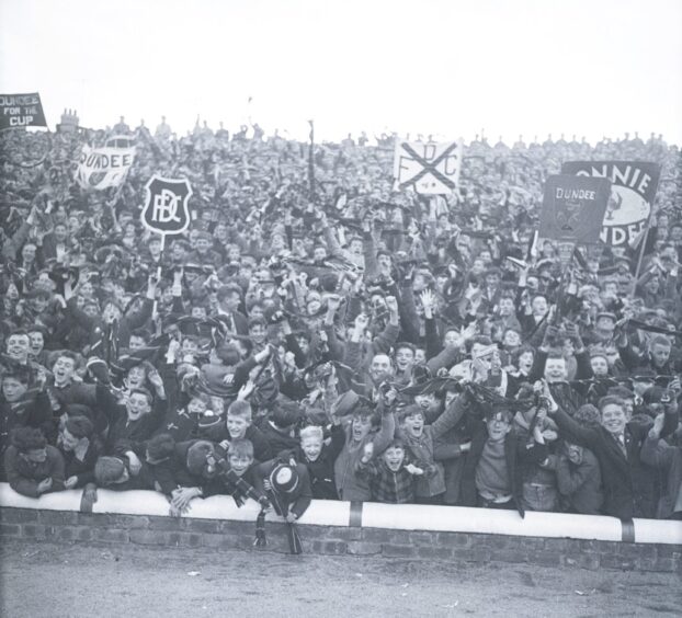 Dundee fans in the ground before the semi-final second leg against AC Milan in May 1963.