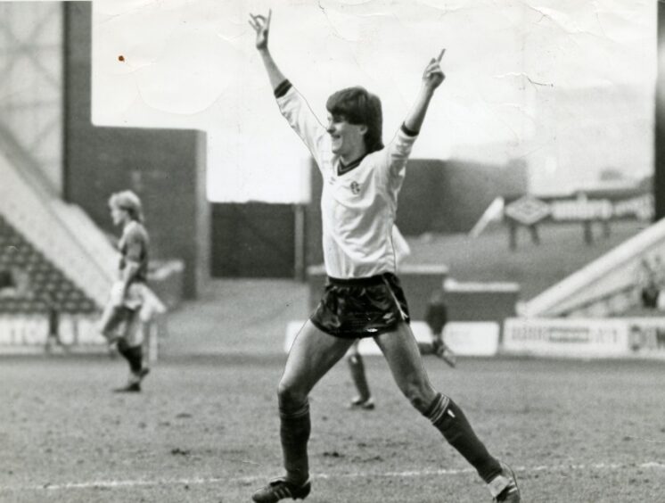 McKinlay on the pitch celebrating a Scottish Cup win over Rangers in 1985.
