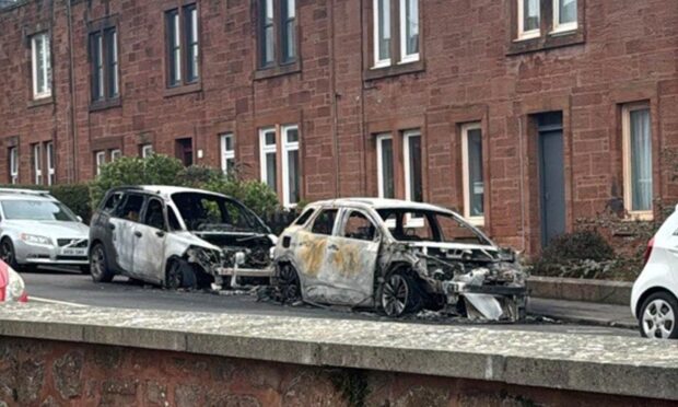Arbroath Fire Two cars destroyed in Arbroath blaze