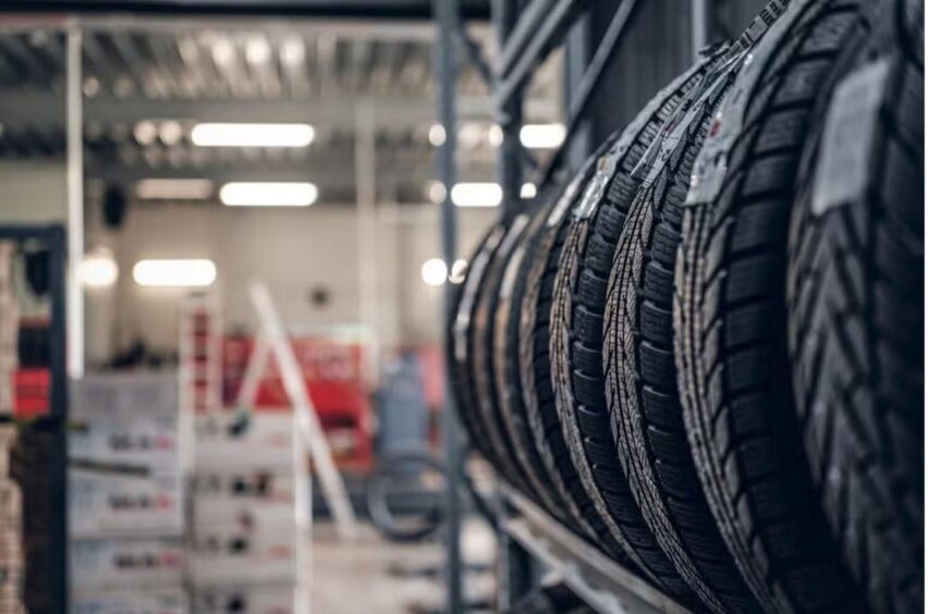 tyres-on-rack-storage-in-garage-for-customers-to-buy-new-tyres-in-dundee