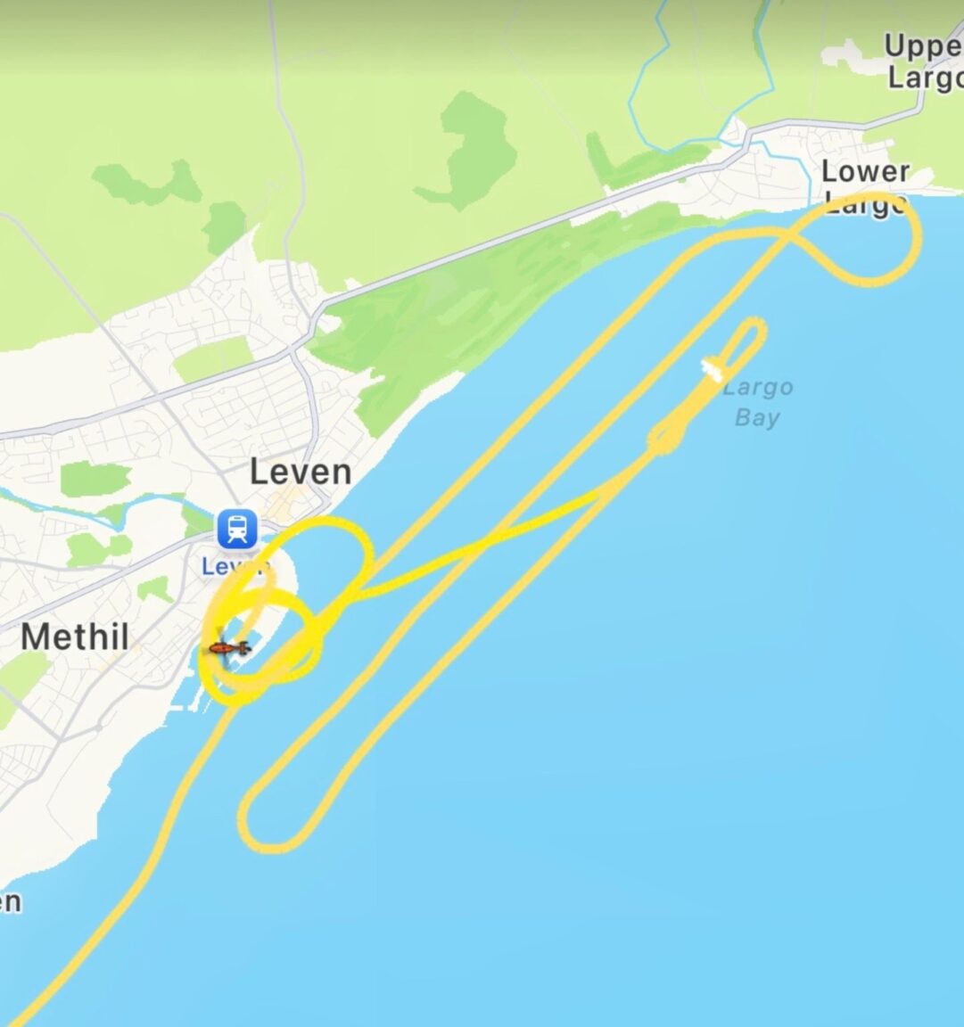 Helicopter lands at Methil harbour after search along Fife coastline