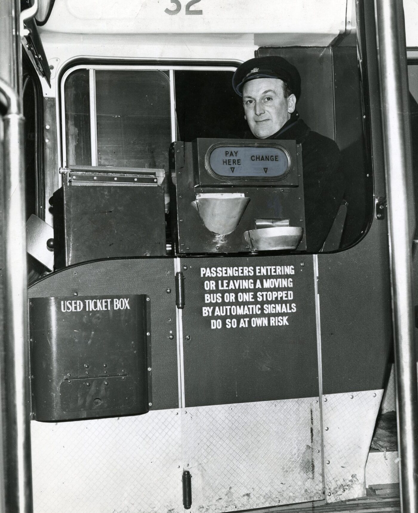 a bus driver in his booth