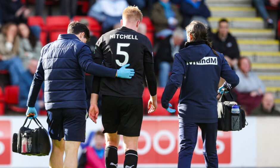 St Johnstone’s Zach Mitchell faces injury sweat as defender leaves McDiarmid Park on crutches