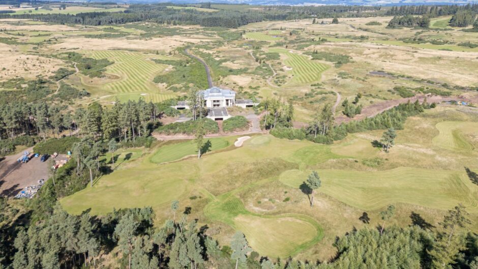 An aerial view over gWest golf resort in Perthshire