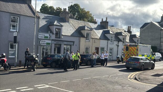 A motorcyclist came off his bike in Auchterarder. Image: Kim Cessford/DC Thomson.