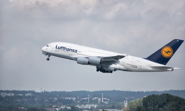 Lufthansa plane taking off