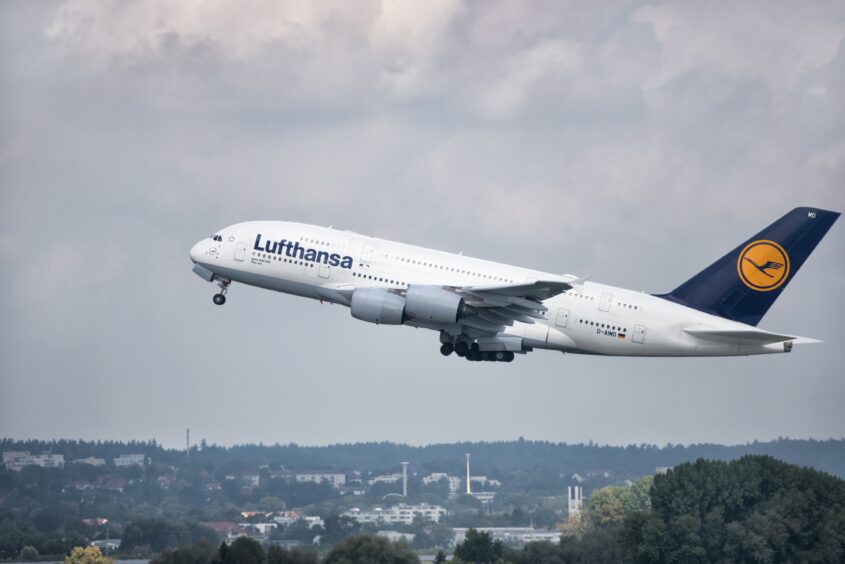 Lufthansa plane taking off