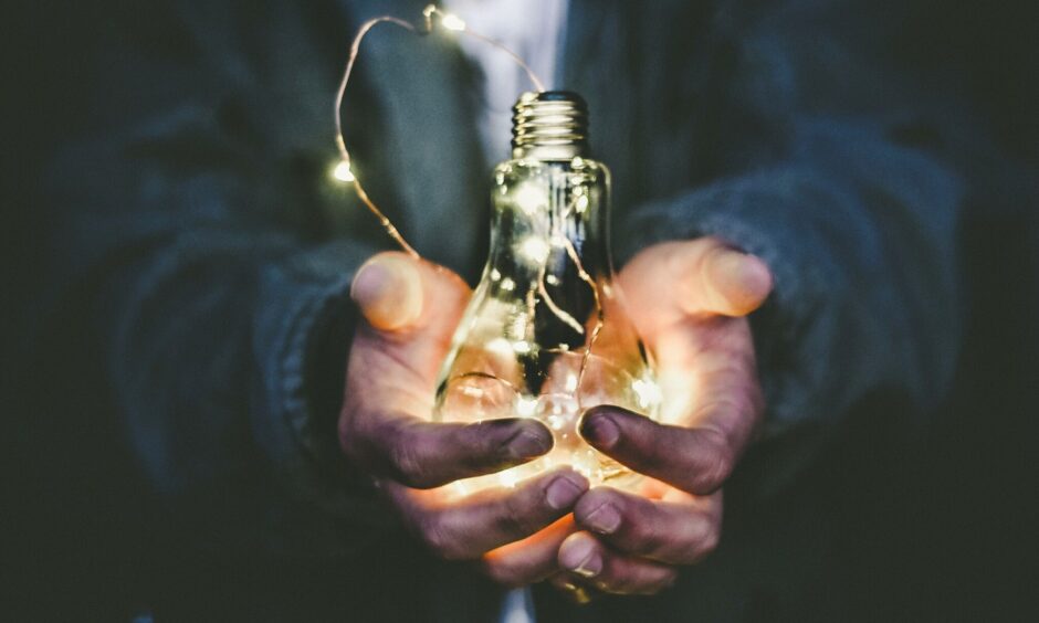 Lit lightbulb