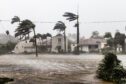 extreme weather on a flooded US street
