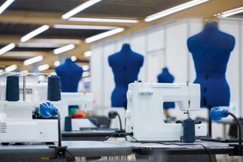 Interior of a garment factory.