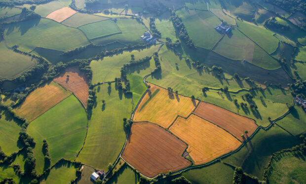 An aerial view of UK farmland.