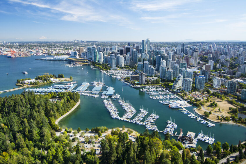 Aerial view of Vancouver, Canada.