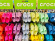 Rows of Crocs shoes on sale in a US store.
