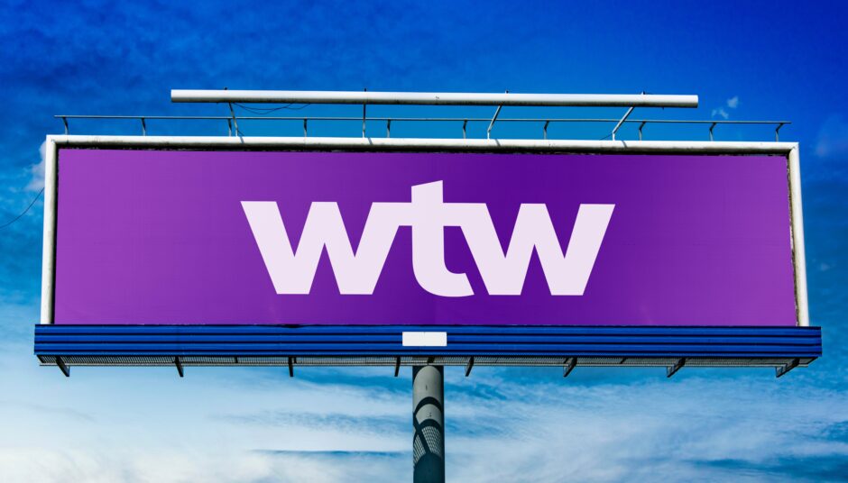 Buildboard showing logo of WTW.