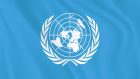United Nations flag.