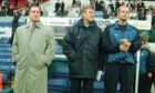 Dick Advocaat at Prenton Park with Bert van Lingen and Tommy Moller-Neilsen ahead of the UEFA Cup tie with Shelbourne in 1998