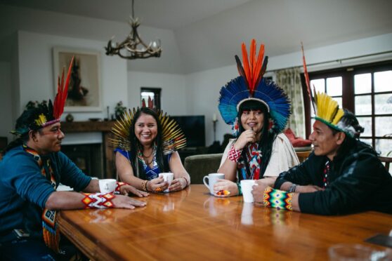 Thaline and other South American campaigners enjoy a cup of tea in Scotland
