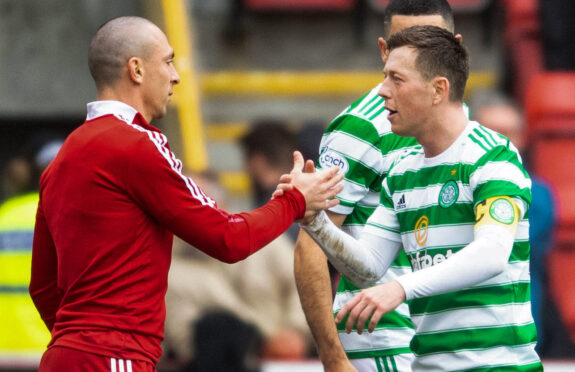 Scott Brown and Callum McGregor met up again when Celtic visited Pittodrie back in October