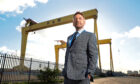 Kenneth Branagh at Northern Ireland's iconic Harland & Wolff cranes 'Samson and Goliath' ahead of the Irish premiere of his critically acclaimed new film BELFAST.