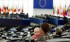 Then-MEP, now shadow Labour minister  Anneliese Dodds with daughter Isabella at the European Parliament in Strasbourg 
in 2016