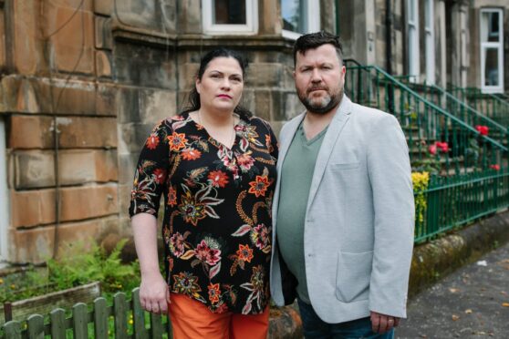 Theresa Smith, with husband Matthew, pictured in Greenock. The couple lost their baby shortly after birth at the Queen Elizabeth University Hospital in Glasgow