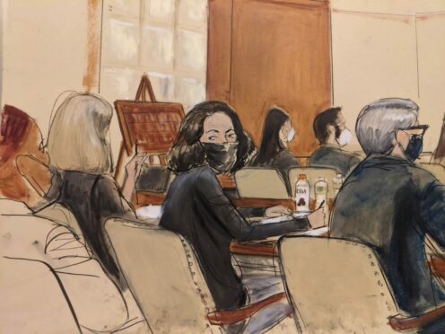 Courtroom sketch of Ghislaine Maxwell during jury selection in New York last week.