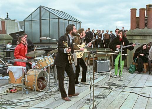 Ringo Starr, Paul McCartney, John Lennon, and George Harrison in The Beatles: Get Back.